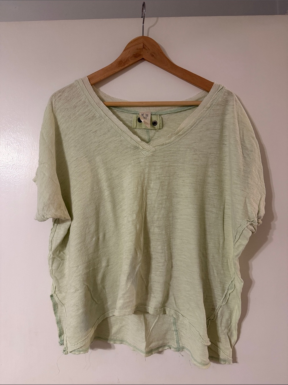 We The Free Light Green V-Neck Short Sleeve Tee
